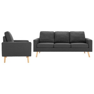 Conjunto de sofás de 2 peças de tecido cinza escuro D