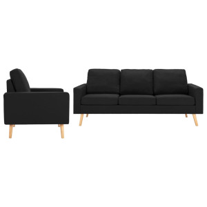 Conjunto de sofás de 2 peças em tecido preto D