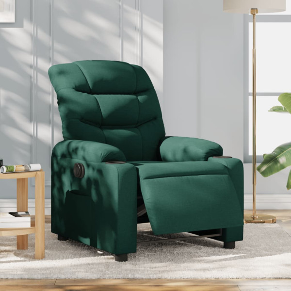 Sillón reclinable eléctrico tela verde oscuro D