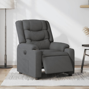 Sillón reclinable eléctrico de tela gris oscuro D