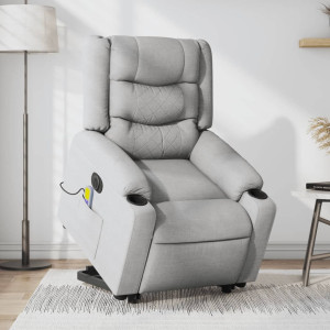 Sillón de masaje eléctrico reclinable elevable tela gris claro D