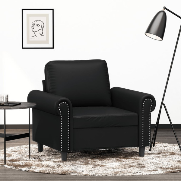 Sillón cuero sintético negro 60 cm D