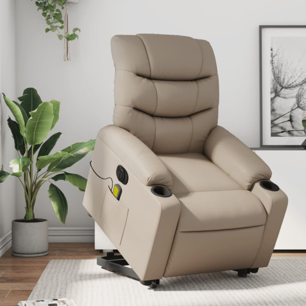 Sillón reclinable de masaje eléctrico cuero sintético capuchino D