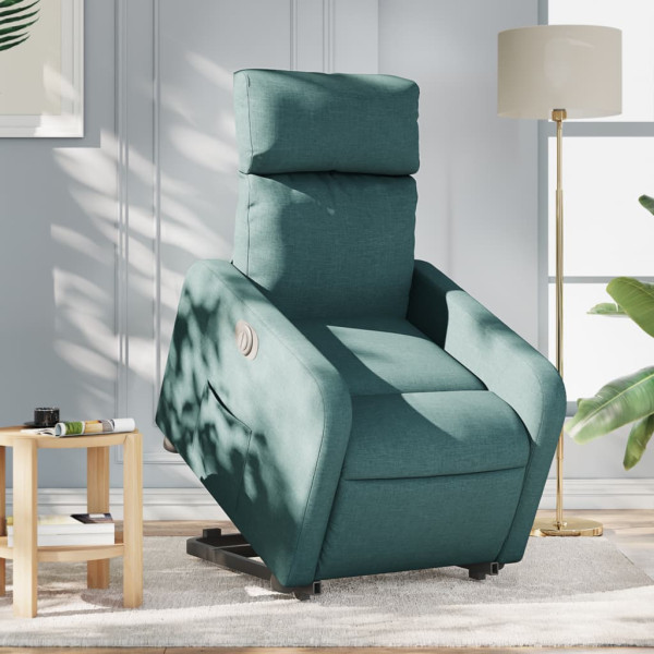 Sillón eléctrico reclinable elevable de tela verde oscuro D