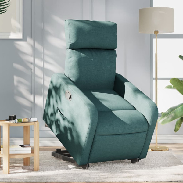 Sillón reclinable elevable tela verde oscuro D