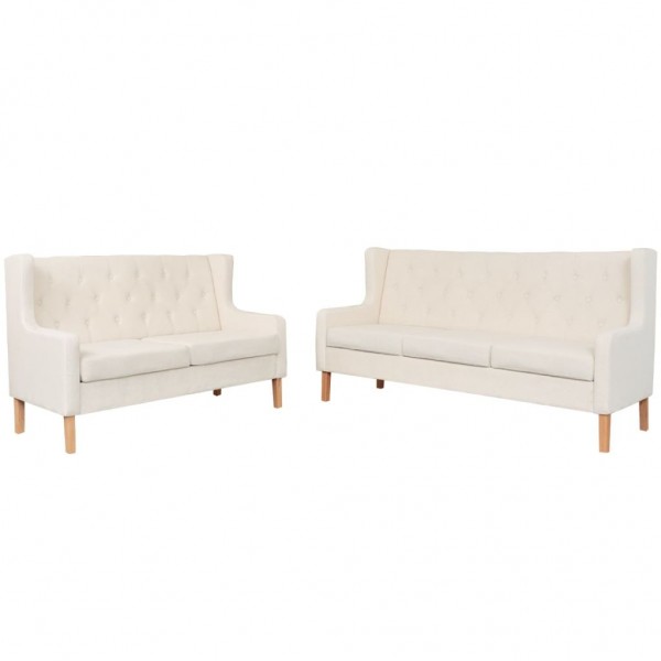 Conjunto de sofás 2 peças tecido branco creme D
