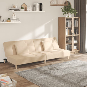 Sofá cama de 2 plazas con dos almohadas tela color crema D