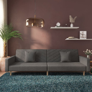 Sofá cama de 2 plazas con dos almohadas tela gris oscuro D