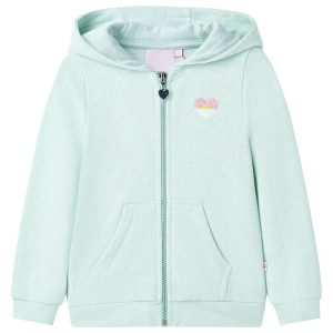 Sudadera de niños con capucha y cremallera verde mint claro mezcla 140 D