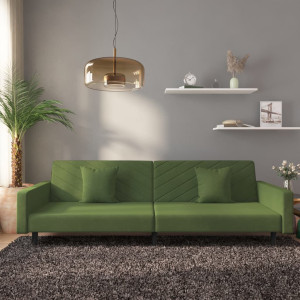 Sofá cama de 2 plazas con dos almohadas terciopelo verde oscuro D