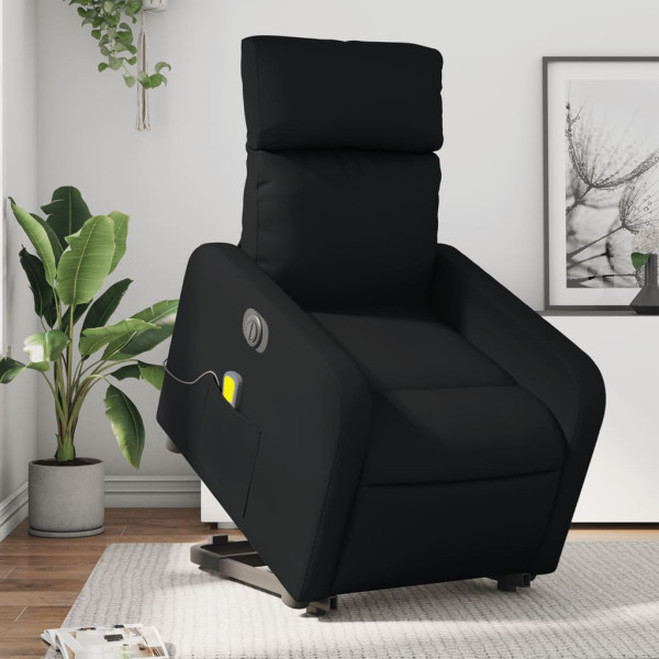 Sillón de masaje elevable eléctrico cuero sintético negro D