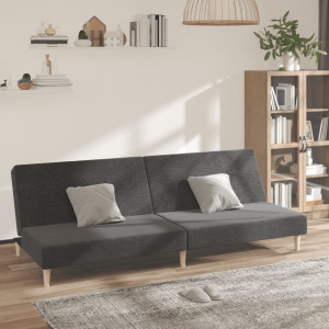 Sofá cama de 2 plazas tela gris oscuro D