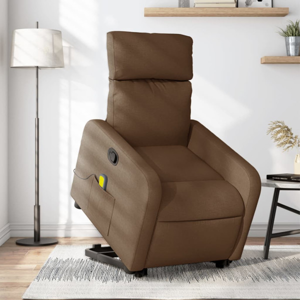 Cadeira de massagem reclinável de tecido marrom D
