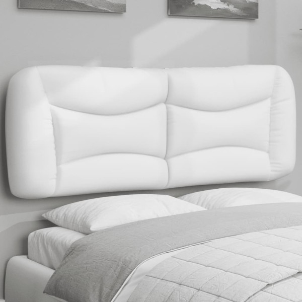 Cabecero de cama acolchado cuero sintético blanco 140 cm D