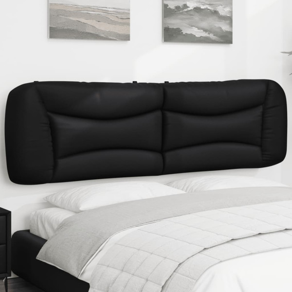 Cabecero de cama acolchado cuero sintético negro 180 cm D