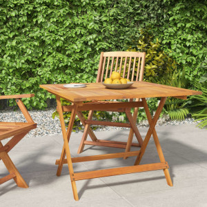 Mesa de jardín plegable madera maciza de acacia 90x90x75 cm D