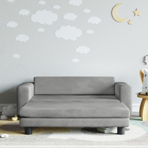 Sofá para niños y reposapiés terciopelo gris claro 100x50x30 cm D