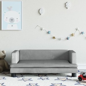 Sofá para niños de terciopelo gris claro 80x45x30 cm D