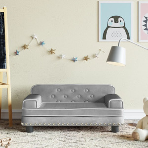 Sofá para niños de terciopelo gris claro 70x45x30 cm D