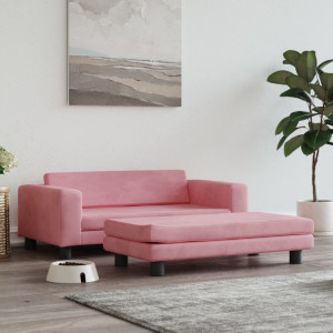 Cama para perros con extensión terciopelo rosa 100x50x30 cm D