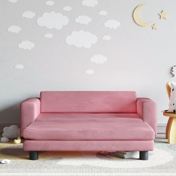 Sofá para niños con reposapiés terciopelo rosa 100x50x30 cm D
