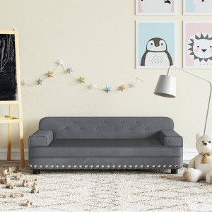 Sofá para niños de terciopelo gris oscuro 90x53x30 cm D