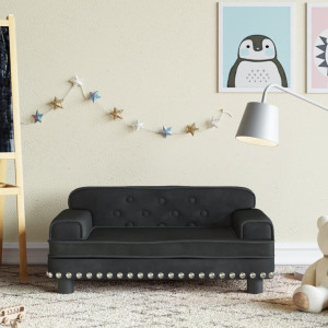 Sofá para niños de terciopelo negro 70x45x30 cm D