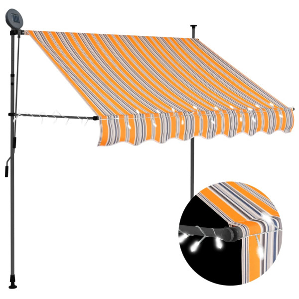 Toldo manual retrátil com LED amarelo e azul 150 cm D