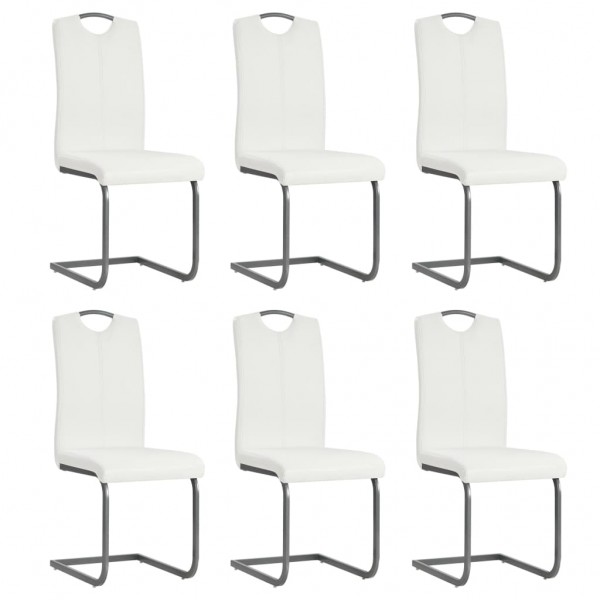 Cadeiras de jantar 6 unidades de couro sintético branco D