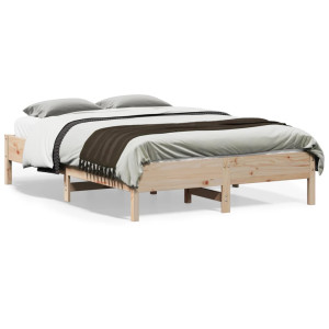 Estructura de cama madera maciza de pino 135x190 cm D