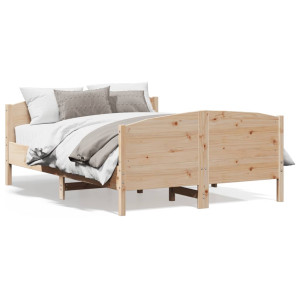 Estructura de cama con cabecero madera maciza pino 120x190 cm D