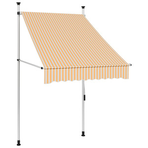 Toldo manual retráctil 100 cm naranja y blanco a rayas D