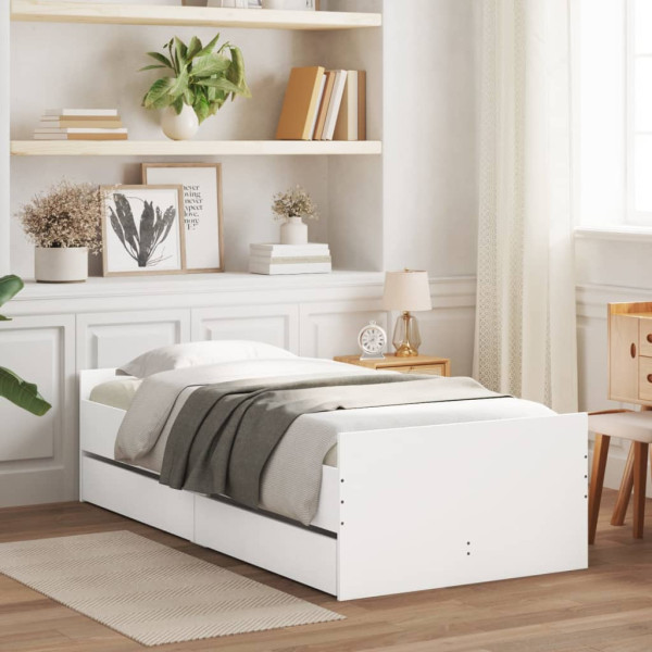 Estrutura de cama com caixotes brancos 75x190 cm D
