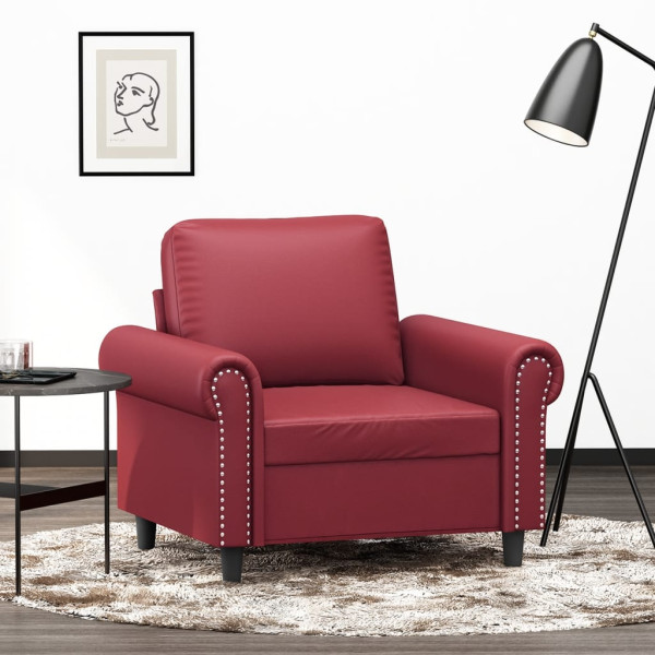 Sillón cuero sintético rojo tinto 60 cm D