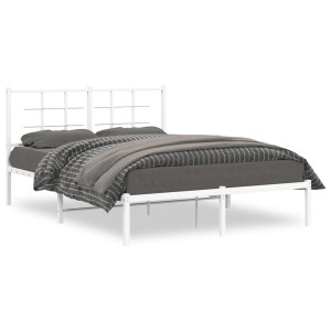 Estructura de cama de metal con cabecero blanca 135x190 cm D