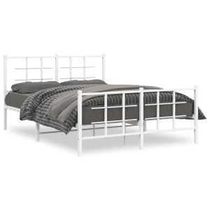 Estructura cama metal cabecero y pie de cama blanco 140x190 cm D