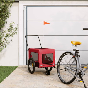 Reboque de bicicleta animais de estimação tecido de ferro Oxford vermelho preto D