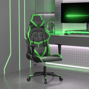 Cadeira de jogos de couro sintético preto e verde D