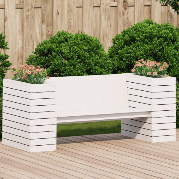 Banco con jardineras madera maciza pino blanco 167.5x60x65 cm D