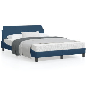 Estructura de cama con cabecero de tela azul 120x200 cm D