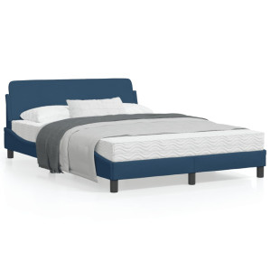 Estructura de cama con cabecero tela gris taupe azul 140x200 cm D