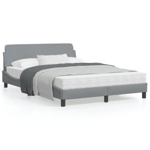 Estructura de cama con cabecero de tela gris claro 120x200 cm D