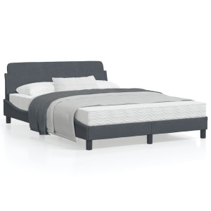 Estructura cama con cabecero terciopelo gris oscuro 120x200 cm D