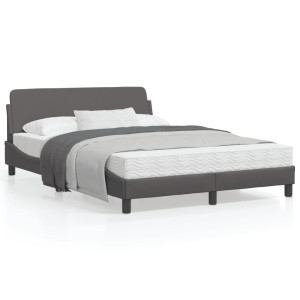 Estructura de cama con cabecero cuero sintético gris 140x200cm D