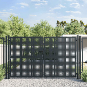 Portão de jardim em aço cinza antracite 300x250 cm D