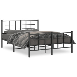 Estructura de cama cabecero y pie de cama metal negro 135x190cm D