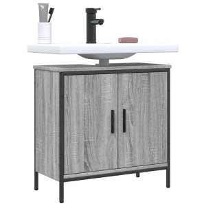 Armario lavabo baño madera ingeniería gris Sonoma 60x30x60 cm D