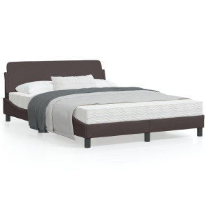 Estructura de cama con cabecero de tela marrón oscuro 120x200cm D