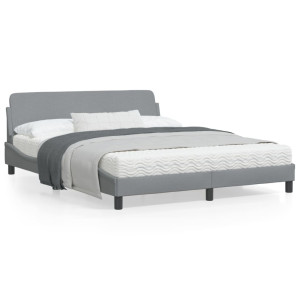 Estructura de cama con cabecero tela gris claro 160x200 cm D