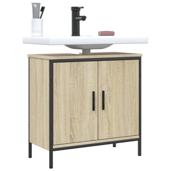 Armario lavabo baño madera ingeniería roble Sonoma 60x30x60 cm D